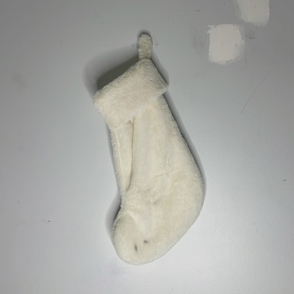 Faux Fur Cream and Gold Embroidered "Baby's 1st Christmas" Stocking Christmas - Picture 4 of 4